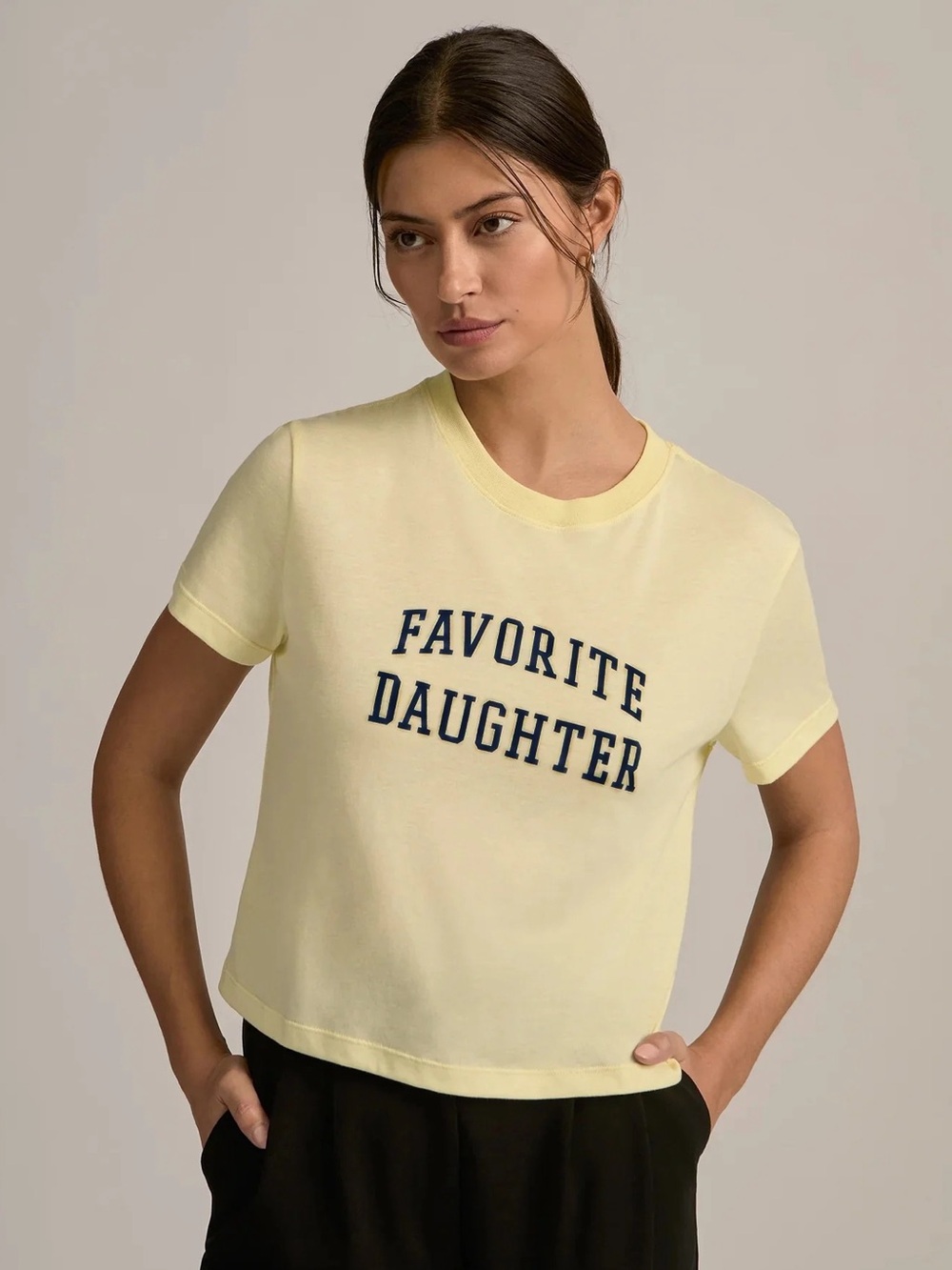 Favorite Daughter Cropped Short Sleeve Tee Yellow
